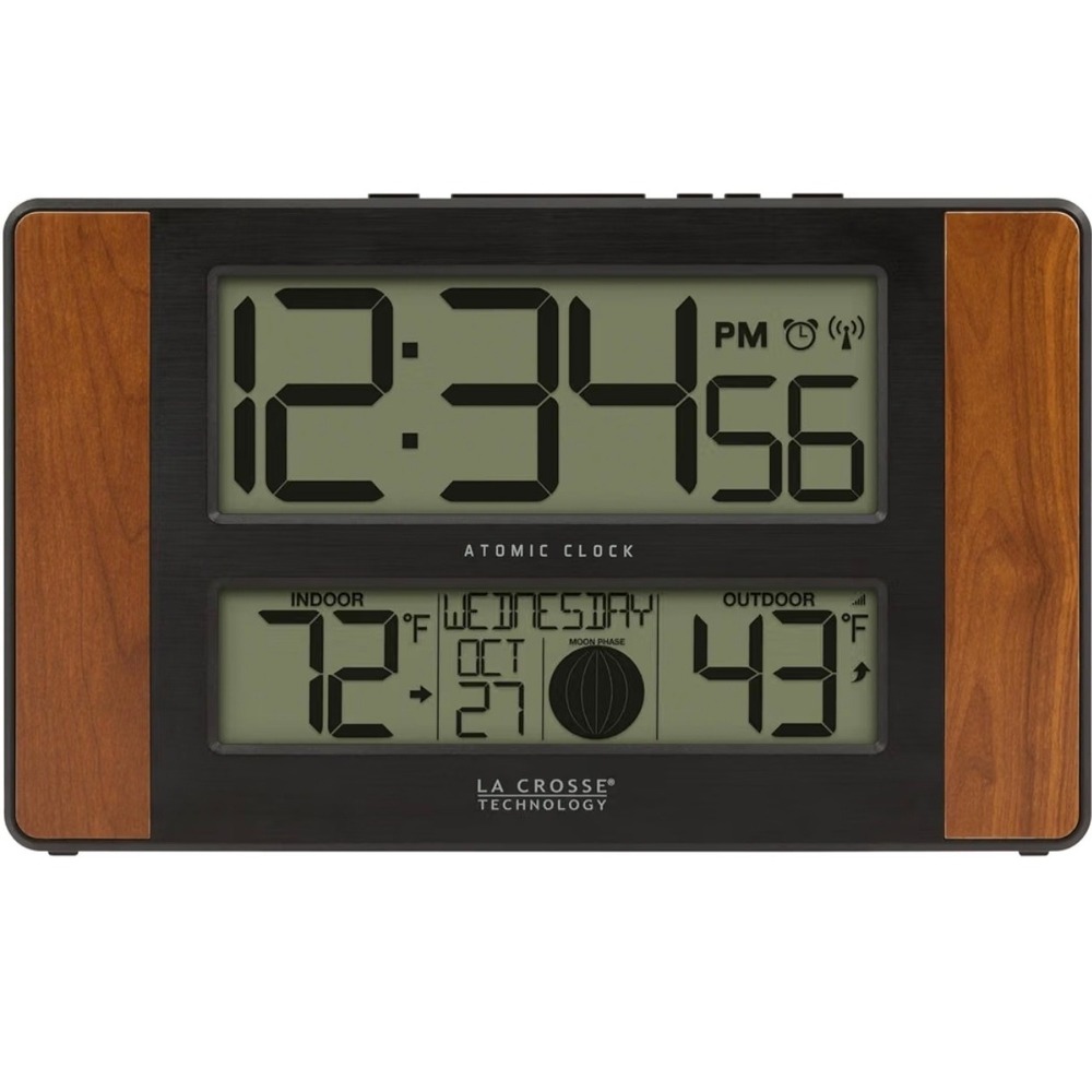 La Crosse Technology Atomic Digital Wall Clock Black Cherry 513-1417CH-INT